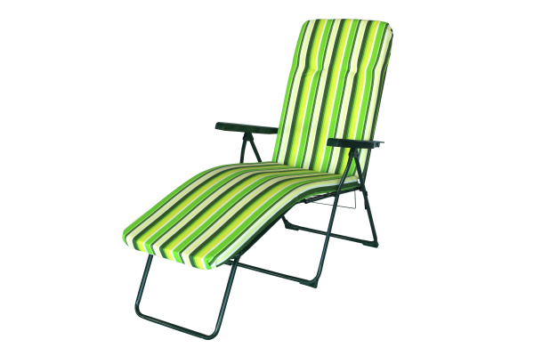Кресло -шезлонг Альберто-2 (в уп.1 шт.) (каркас зеленый., ткань зеленая, рис.полоска) 