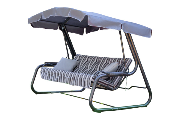 Качели садовые 3-х местные Мастак-2(каркас антрацит, м/э серый, белый рис.полоска)2 уп.