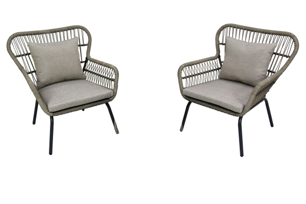 Набор мебели Конер УЦЕНКА  1 уп.(2 стула, каркас серый, ротанг темн.беж.) 