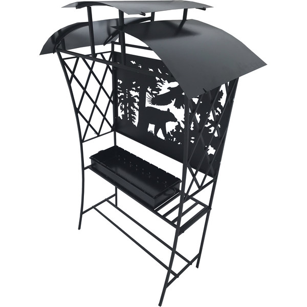 Мангал с крышей, резной Медведь 1,2 м (2 уп.)