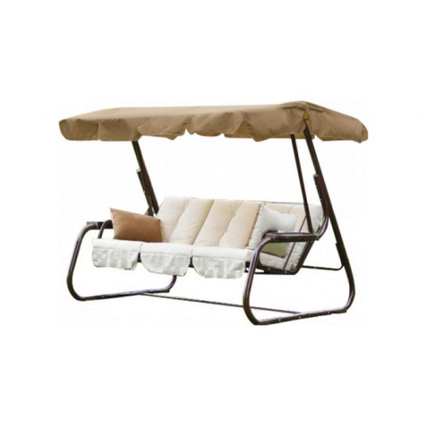 Качели садовые 3-х местные Родео-2(каркас коричневый, м/э бежевый рис.без рисунка)1 уп.