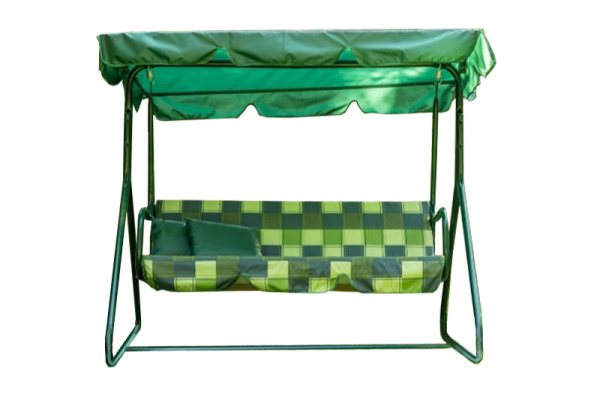 Качели садовые 2-х местные Фьюджи(каркас зеленый, м/э зеленый рис.клетка)1 уп.