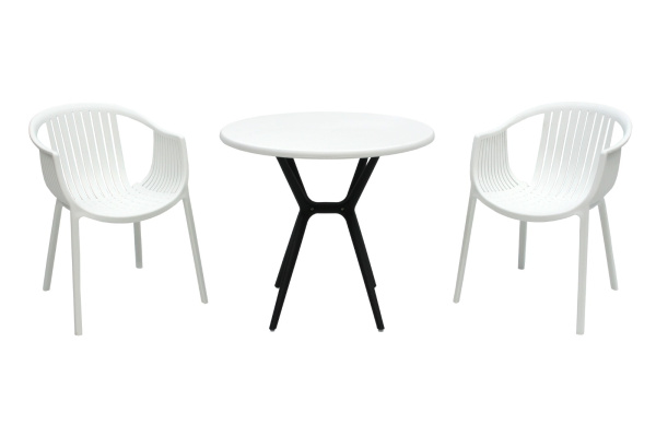 Набор мебели ЭСКАЛЕЙТ  (2стула ЭСКАЛЕЙТ бел+стол ТЕОРИ бел черн ножками) 