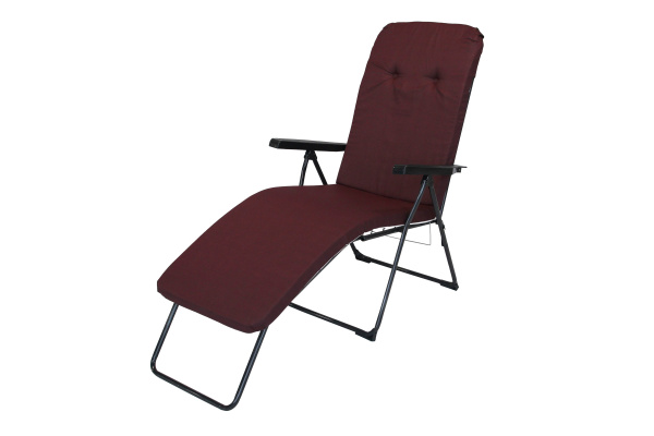 Кресло -шезлонг Альберто-2 тафтинг (в уп.1шт.)(каркас черный, ткань бордовая) 