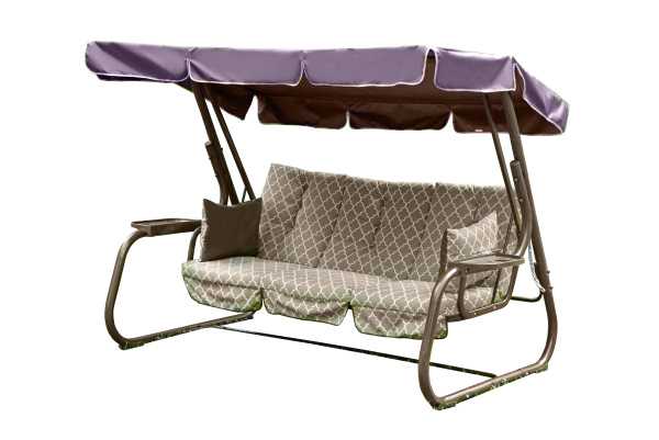 Качели садовые 3-х местные Родео-2(каркас коричневый, м/э бежевый рис.узор)1 уп.