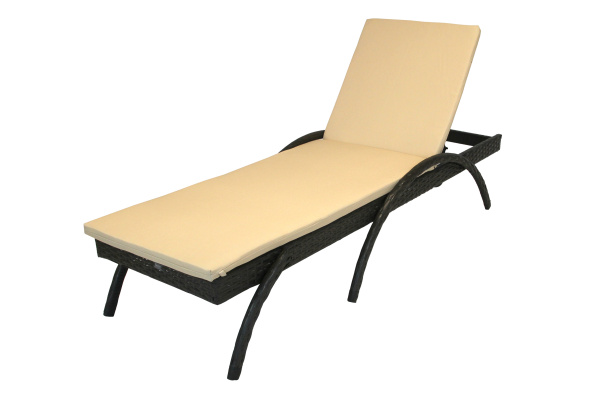 Лежак -шезлонг Риччи ротанг искусственный (коричневый) 1 уп (ротанг корич, подушка беж) (Т)