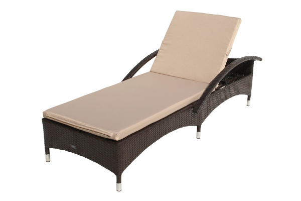 Лежак  Мальта-2 ротанг искусственный (коричневый) матрас бежевый