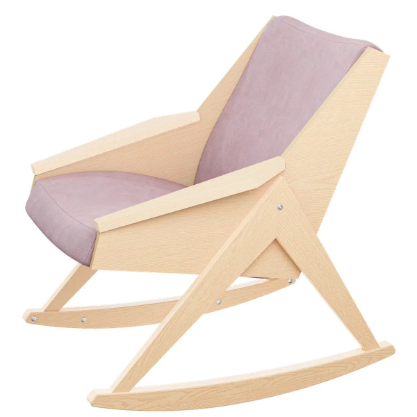 Кресло -качалка АМБЕР Д 1 уп. (каркас дуб, сиденье Verona Rose розовое). 