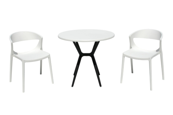 Набор мебели ЕВОК  (2стула ЕВОК бел+стол ТЕОРИ бел с чер ножками) 