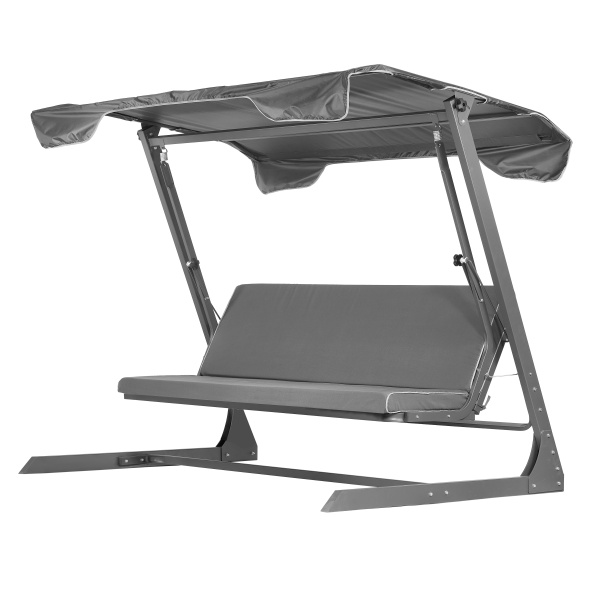 Качели садовые 3-х местные Афина(каркас серебро, м/э серый рис.без рисунка)2 уп (+ пакет с москитной