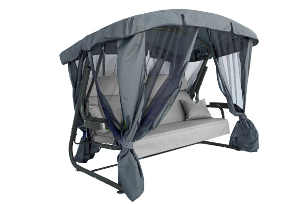 Качели садовые 4-х местные Мадагаскар Премиум(каркас графит, м/э серый рис.нет)2уп