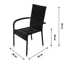 Набор мебели Парис Люкс XL  (6 стульев Парис "без подушки"+стол 205см.поливуд, каркас черн, ротанг ч