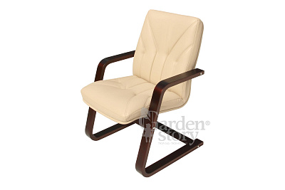 Кресло  Мичиган-2А, без подлок Эко кожа 2 уп (каркас вишня 1 уп., сиденье тем-беж 1 уп.) 