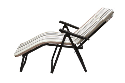 Кресло -шезлонг Леонардо 1 шт. в уп. (каркас коричневый, ткань корич.-сер. полоска) 