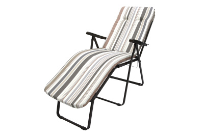 Кресло -шезлонг Леонардо 1 шт. в уп. (каркас коричневый, ткань корич.-сер. полоска) 