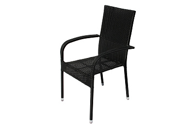 Набор мебели Парис Люкс XL  (6 стульев Парис "без подушки"+стол 205см.поливуд, каркас черн, ротанг ч