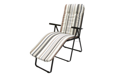 Кресло -шезлонг Леонардо 1 шт. в уп. (каркас коричневый, ткань корич.-сер. полоска) 