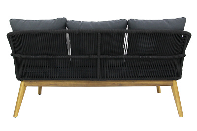 Набор мебели Камелия  1 уп. (стол+2кресла+диван, веревки черные, подушки серые) 