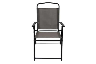 Набор мебели Ялта складной со спинкой 1 уп. (4 кресла+стол+зонт)(каркас черн, ткань бежевая) 