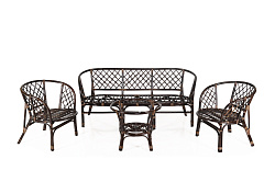 Набор мебели Багамы XL  (3-х местн.диван+2 кресла+стол (2 уп.), каркас коричн., подушки коричневые) 