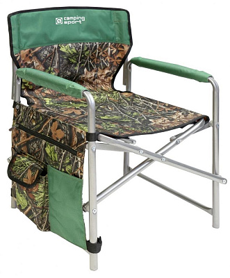 Кресло складное с карманами КС2/З (2 шт в упаковке (каркас серый, ткань дубовые листья) 