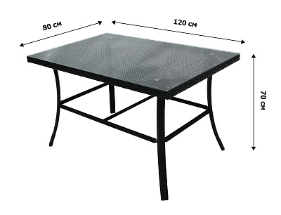 Набор мебели Аскер  (4 стула Аскер с под.+стол 120см, каркас черн, ротанг черн.) 