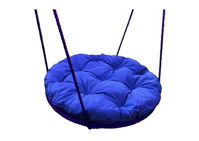 Качели детские Гнездо в оплетке Ø800 мм с подушкой (синяя)
