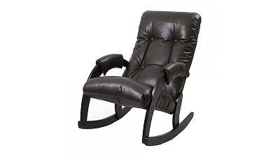 Кресло -качалка Сара №67  1 уп (каркас венге, сиденье экокожа темно-коричн.Dundi 108) 
