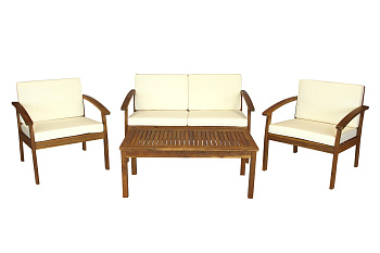 Набор мебели садовый Бэнито из акации  2уп(4 предмета:1уп стол +диван, 1 уп 2 кресла) 