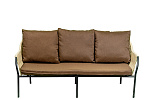 Набор мебели Селена  1 уп стол  +2 кресла + диван 3 х мест) каркас черный, ротанг корич/бежевый 