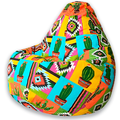Кресло -мешок XL жаккард, разноцветный (кактус)