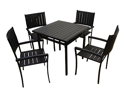 Набор мебели Гамма-800  (4 стула+квадр. стол)(полимерн.доска, серый) 