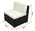 Набор мебели Элеон  3 уп. (стол+угловые кресла+кресла ротанг коричневый, подушки светло бежевые) 