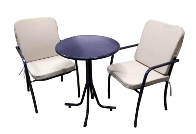 Набор мебели  Прованс Мини (2 стула+стол Ø60см, каркас антрацит, подушки бежевые) арт.с989А, с945/А9