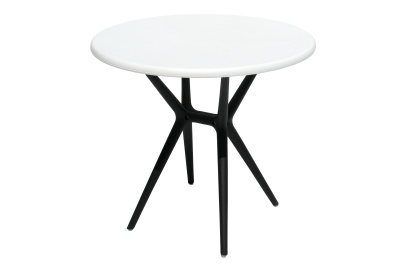 Стол пластиковый ТЕОРИ круглый (белый с черными ножками)