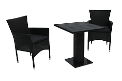 Набор мебели Аскер мини  4 уп.(2 стула Аскер с под.+стол 70см 2 уп., каркас черн, ротанг черн.) 