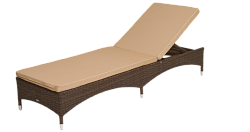 Лежак  Мальта ротанг искусственный (коричневый) подушка бежевая
