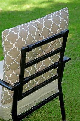 Набор мебели Глория-2  1уп (диван+2кресла+прямоуг.стол) (каркас черный, подушки бежевые рис.узор) 