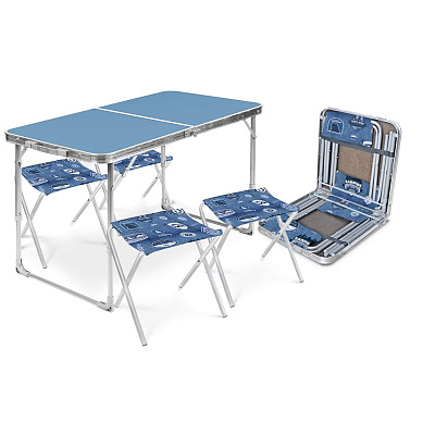 Набор мебели ССТ-К2/4 складной без спинки 1 уп. (4 стула+стол, голубой-джинс) 