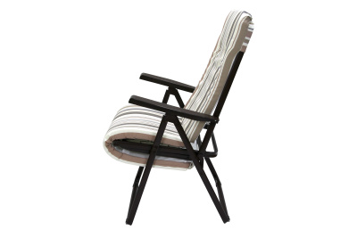 Кресло -шезлонг Леонардо 1 шт. в уп. (каркас коричневый, ткань корич.-сер. полоска) 