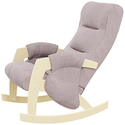 Кресло -качалка ЭЛИТ с карманами Джанни 1 уп. (каркас дуб, сиденье серо-розовое Lunar Desert). 