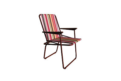 Кресло складное Фольварк жесткое (5 шт в упаковке (каркас бордовый, ткань разноцветная полоска)) 