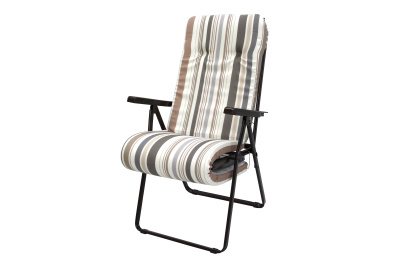 Кресло -шезлонг Леонардо 1 шт. в уп. (каркас коричневый, ткань корич.-сер. полоска) 