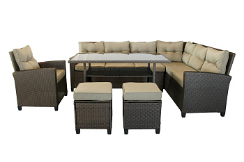 Набор мебели Версаль ПРЕМИУМ-2  2 уп.(ротанг коричневый, подушки бежевые) 