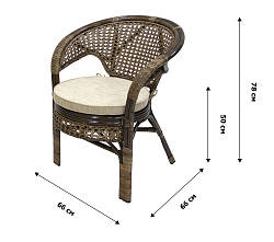 Набор мебели Пеланги  (диван+2кресла+стол (2 уп.), каркас коричн., подушки бежевые) 