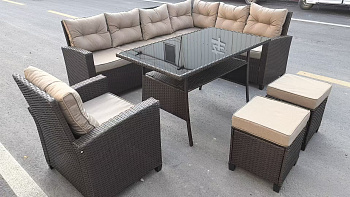 Набор мебели Версаль ПРЕМИУМ-2  2 уп.(ротанг коричневый, подушки бежевые) 