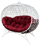 Кресло на подставке Улей (коричневый, подушка красная) 