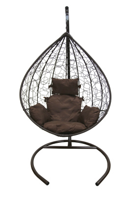 Кресло подвесное Сфера (стойка+осн.КОРИЧ.,корзн.корич.,подуш.корич. 3уп.(М))