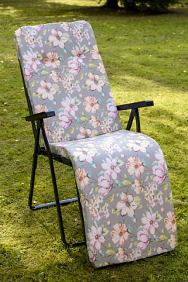 Кресло -шезлонг Леонардо 1 шт. в уп. (каркас антрацит, ткань сер. розов. цветы) 
