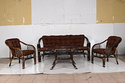 Набор мебели Маркос XL  (3-х местн.диван+2 кресла+стол (2 уп.), каркас коричн., подушки кор.) 